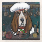 バセットハウンド ガラスコースター (正面)