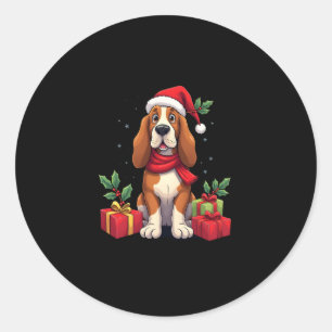 バセットハウンド クリスマス サンタコスプレ ラウンドシール