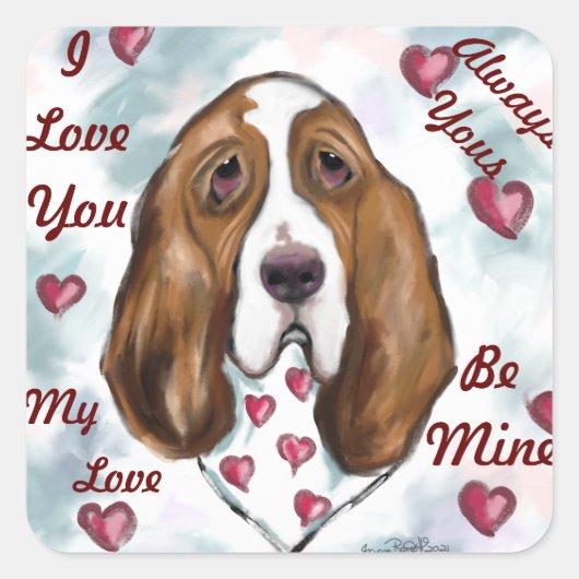 バセットハウンド スクエアシール (正面)