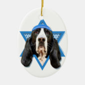 -バセットハウンド-ハヌカーのダビデの星ジャスミン セラミックオーナメント (正面)