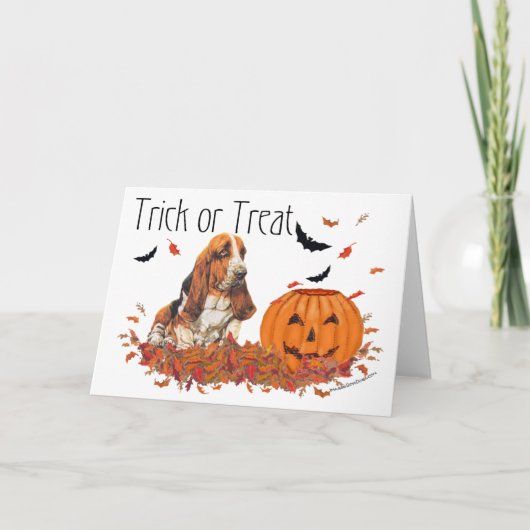 バセットハウンド ハロウィン ノートカード (正面)