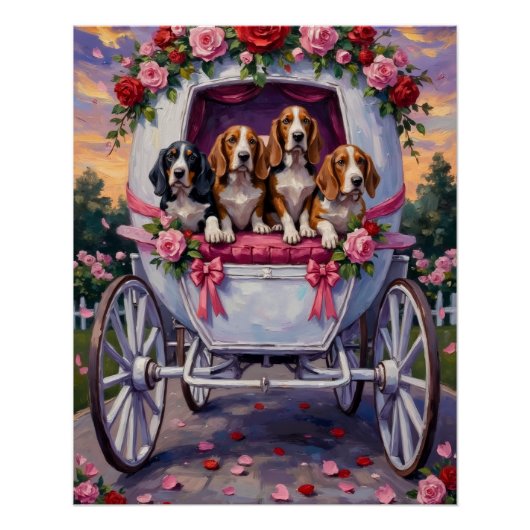 バセットハウンド 犬 バレンタインデー ポスター (正面)