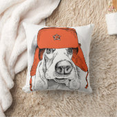 バセットハウンド|赤いUshankaの帽子 クッション (ブランケット)