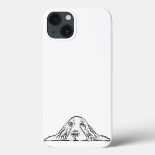 バセットハウンド 黒 白 シンプル 子犬 愛らしい目 iPhone 13ケース