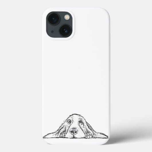 バセットハウンド 黒 白 シンプル 子犬 愛らしい目  Case-Mate iPhoneケース (裏面)