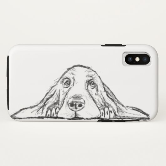 バセットハウンド 黒 白 シンプル 子犬 愛らしい目  Case-Mate iPhoneケース (裏面(横))