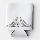 バセットハウンド 黒 白 シンプル 子犬 犬の目 缶クーラー (正面)