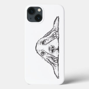 バセットハウンド 黒 白 シンプル 子犬 犬の目 iPhone 13ケース