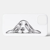 バセットハウンド 黒 白 シンプル 子犬 犬の目 Case-Mate iPhoneケース (裏面 (横))