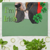 バセットハウンドSt patricks day キッチンタオル (折り畳み)