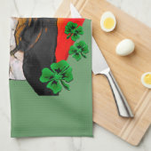 バセットハウンドSt patricks day キッチンタオル (四つ折り)