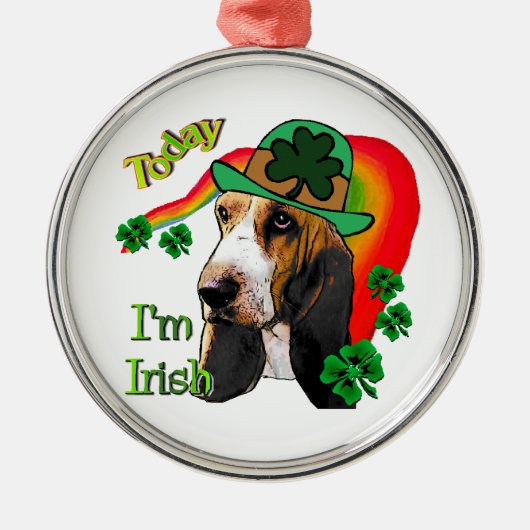 バセットハウンドSt patricks day メタルオーナメント (正面)