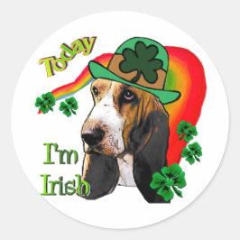 バセットハウンドSt patricks day ラウンドシール