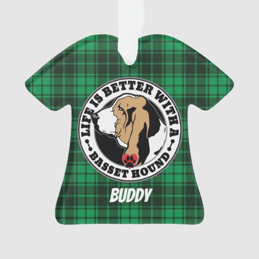 バセットパーソナライズされたハウンドの生活は良い オーナメント (正面)
