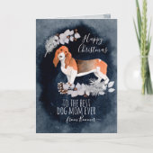 バセットパーソナライズされたハウンドマムクリスマス シーズンカード (正面)