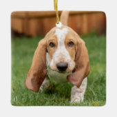 バセットフーンピー歩く セラミックオーナメント (正面)