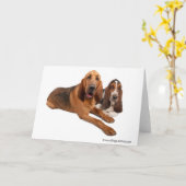 バセット犬およびブラッドハウンドの相棒 カード (黄色い花)