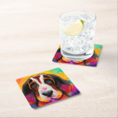 バセット犬かわいい スクエアペーパーコースター (インサイチュ)