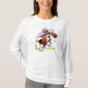 バセット犬によって得られるよだれか。 女性フード付きスウェットシャツ Tシャツ