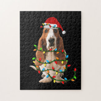 バセット犬のクリスマスおもしろいバセット犬の愛 ジグソーパズル