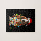 バセット犬のクリスマスおもしろいバセット犬の愛 ジグソーパズル (横)