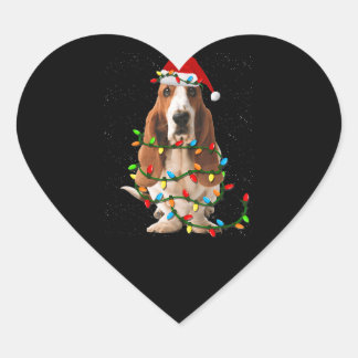 バセット犬のクリスマスおもしろいバセット犬の愛 ハートシール