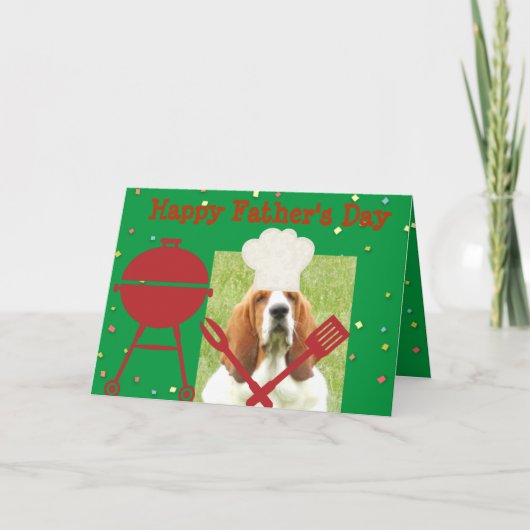 バセット犬のシェフが付いている父の日カード カード (正面)