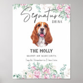 バセット犬のシグネチャードリンクサイン ポスター (正面)