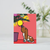 バセット犬の好奇心はがき シーズンポストカード (スタンド正面)