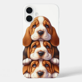 バセット犬の愛らしいスタック iPhone 16 PLUSケース