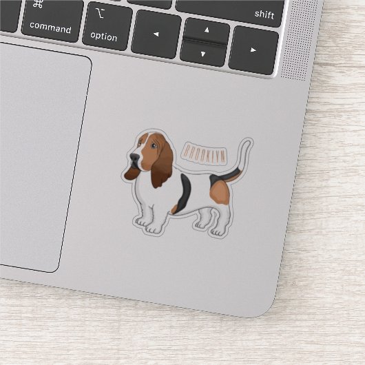 バセット犬の漫画イラストレーション シール (詳細)