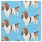 バセット犬の漫画イラストレーション ファブリック (クローズアップ)