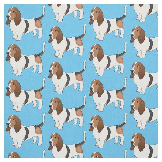 バセット犬の漫画イラストレーション ファブリック (見本)