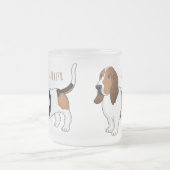 バセット犬の漫画イラストレーション フロストグラスマグカップ (中央)