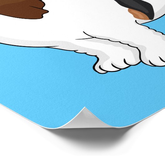 バセット犬の漫画イラストレーション ポスター (角)