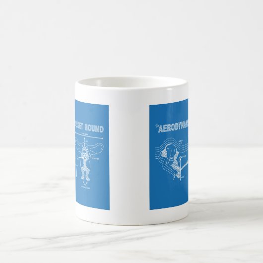 バセット犬の空気力学 コーヒーマグカップ (中央)