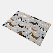 バセット犬の骨と手 ドアマット (アングル)