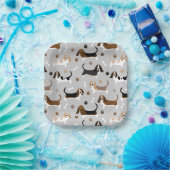 バセット犬の骨と手 ペーパープレート (パーティー)