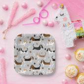 バセット犬の骨と手 ペーパープレート (パーティー)