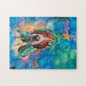 バセット犬は犬のクリスマスを育てる ジグソーパズル (横)