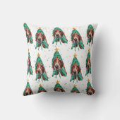 バセット犬は犬のパターンを繁殖クリスマス クッション (裏面)