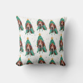バセット犬は犬のパターンを繁殖クリスマス クッション (正面)