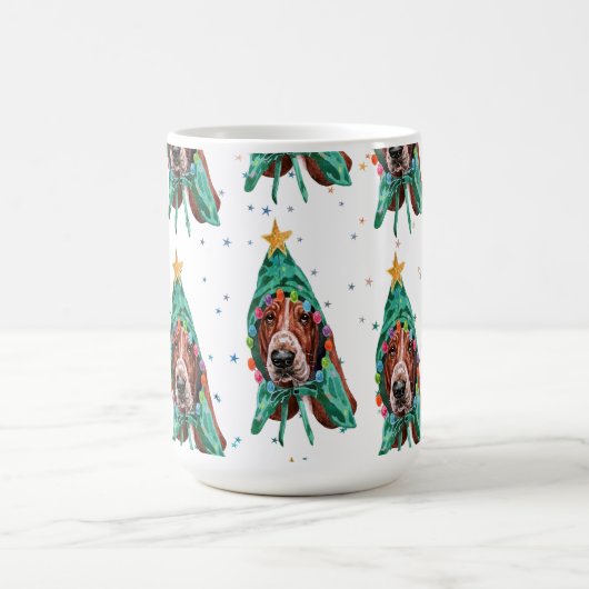 バセット犬は犬のパターンを繁殖クリスマス コーヒーマグカップ (中央)