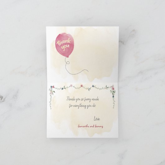 バセット犬用バルーンをありがとう サンキューカード (内部)
