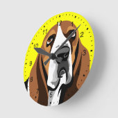 バセット犬 ラウンド壁時計 (傾斜)