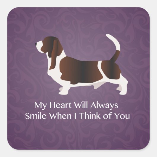 バセット考えるハウンドのデザイン スクエアシール (正面)