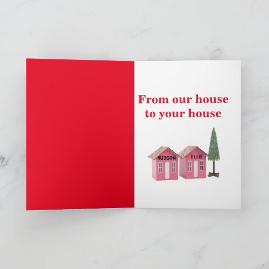 バセット・ハウンズはクリスマスカードに雪をかぶっている。 シーズンカード (内部)