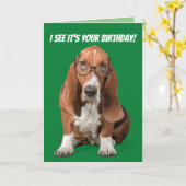 バセット・ハウンドお前の誕生日だ カード (黄色い花)