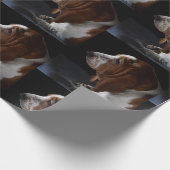 バセット・ハウンドが家に帰るのを待来っている ラッピングペーパー (角)