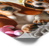 バセット・ハウンドの母と子犬 ポスター (角)